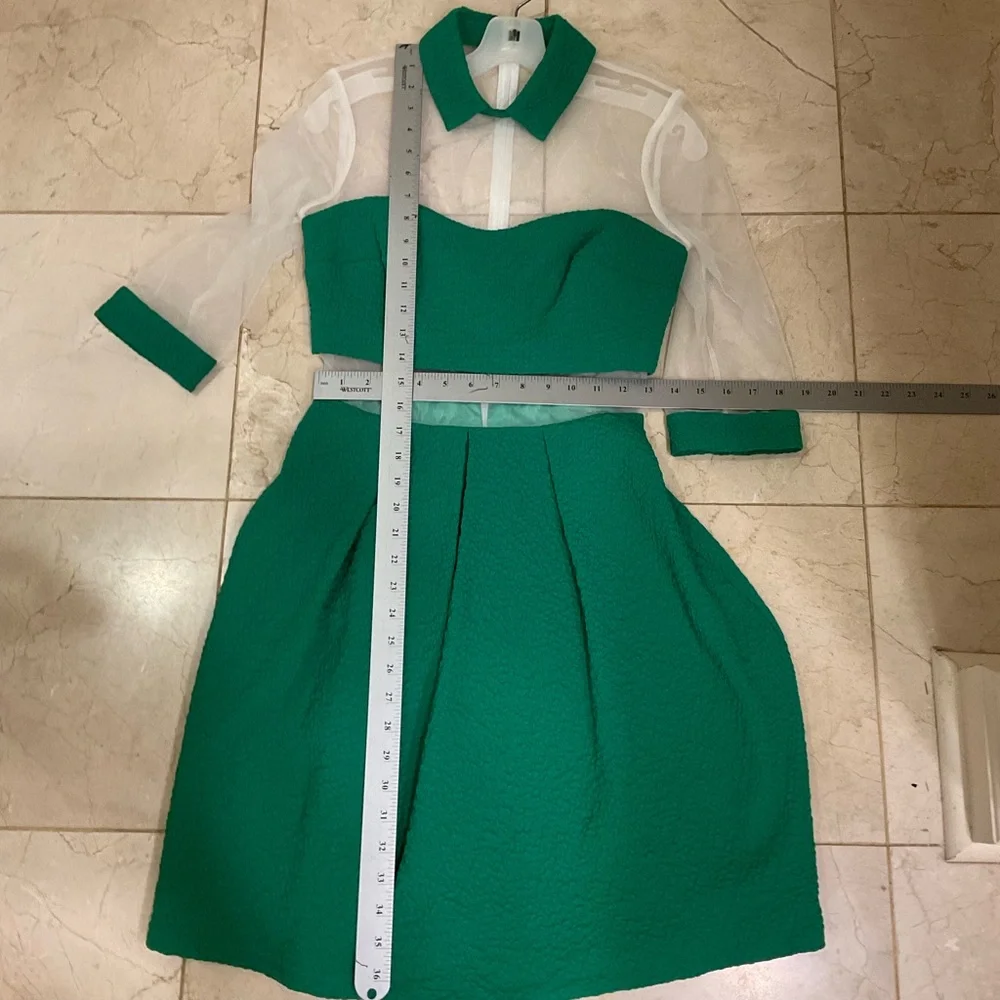 St Patrick Day Dress - Most Adorable Ever!  Green and White Sheer Fabric, Size 4 - Picture 14 of 15